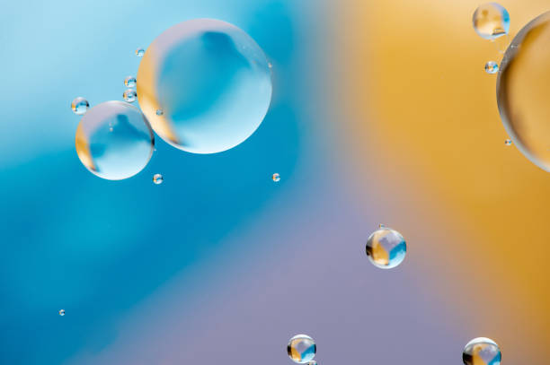 Macro oil and water multi colored abstract background stock photo