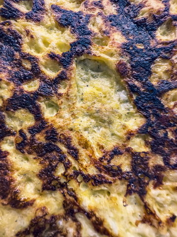 A Macro Picture Of The Slightly Burnt Omelet Stock Photo - Download ...