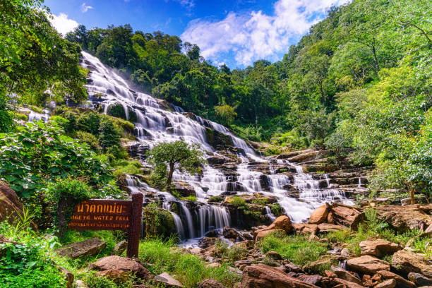 Mae Ya waterfall it beautiful most famous in Doi Inthanon National Park, Chiang mai, Thailand stock photo