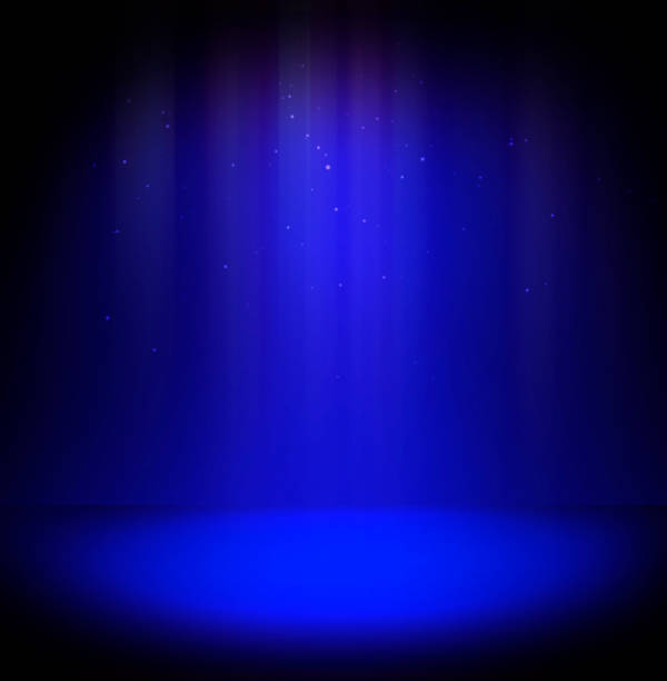 Magical stage Blue stage with one blue light beam staging light stock pictures, royalty-free photos & images