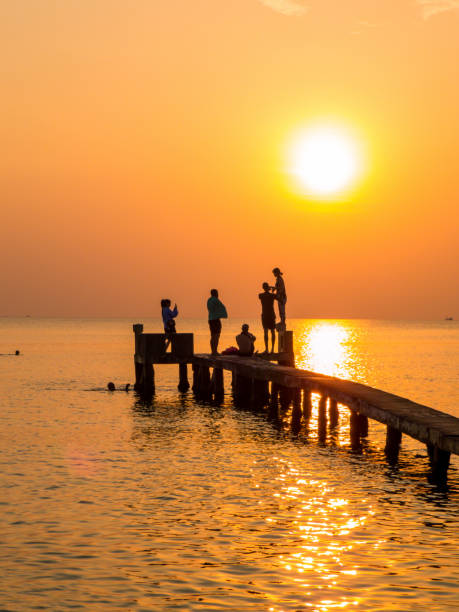 Magical sunset in Phu Quoc, Vietnam stock photo