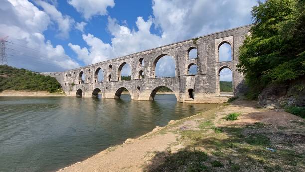 Maglova kemerburgaz ancient aqueduct, Istanbul, Turkey stock photo