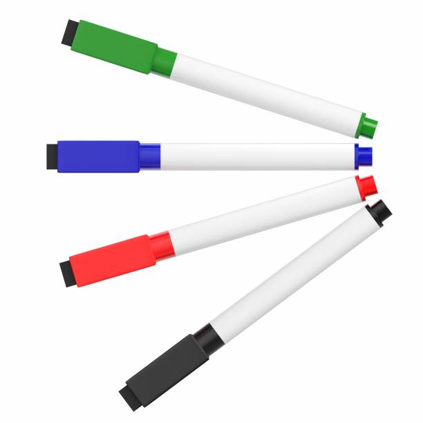 Magnetic whiteboard pen markers stock photo