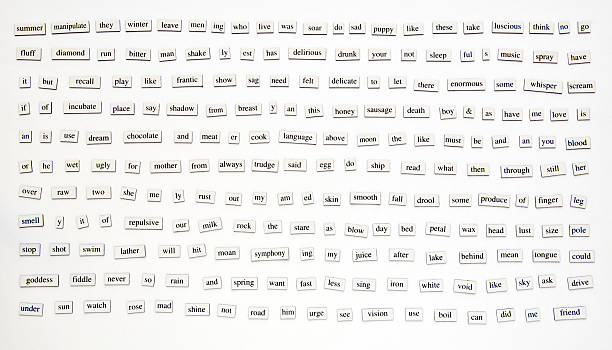 200+ Magnetic Words Over 200 different words and word-forms on magnetic tiles single word stock pictures, royalty-free photos & images