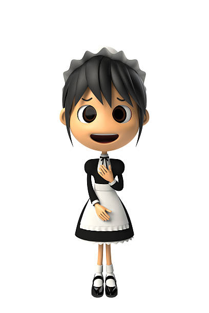 Maid reluctantly to know This is a rendered image of the 3D-CG. french maid outfit stock pictures, royalty-free photos & images