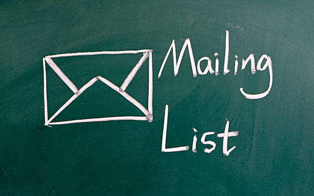 Mailing list words and symbol on the blackboard Mailing list words and symbol on the blackboard subscriber list stock pictures, royalty-free photos & images