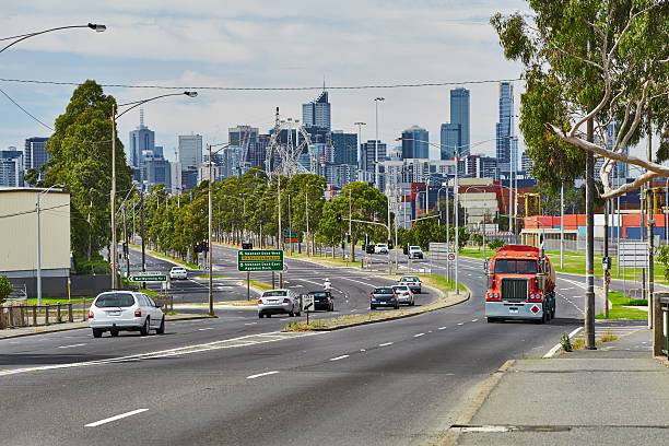 Main road in Melbourne stock photo