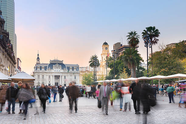 Main Square in Santiago stock photo