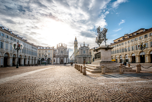 Main View of San Carlo Square and Twin Churches, Torino, Italy