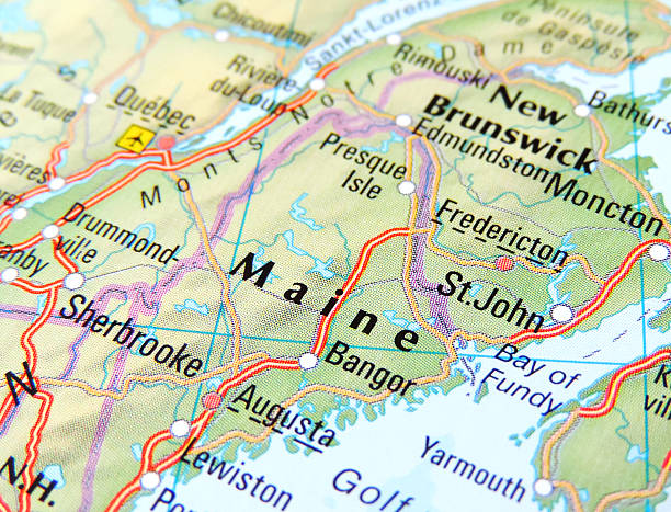 Maine Map of Maine, USA. maine stock pictures, royalty-free photos & images