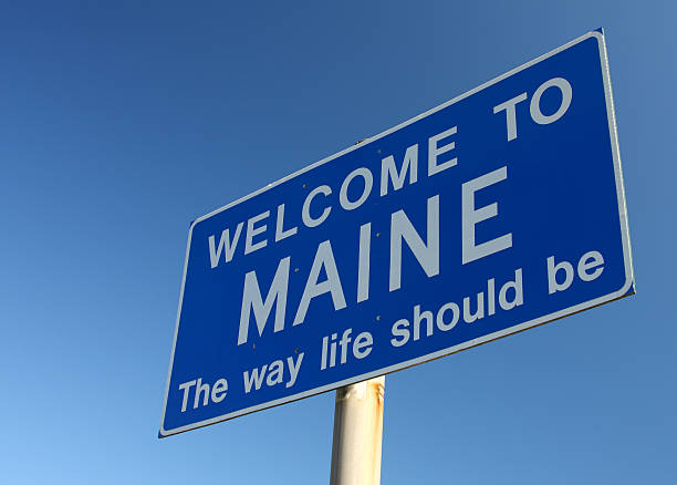 Maine Welcome Sign Entering MaineMore Maine images maine stock pictures, royalty-free photos & images