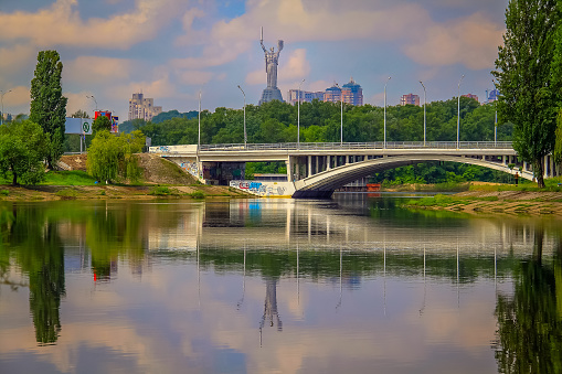 Majestic Motherland monument in Kiev at sunny day, Ukraine
