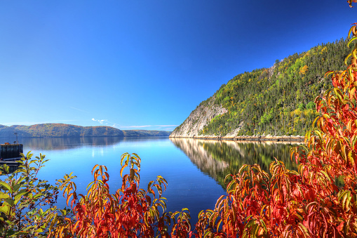 Saguenay River Fjord with Beautiful Autumn Colors