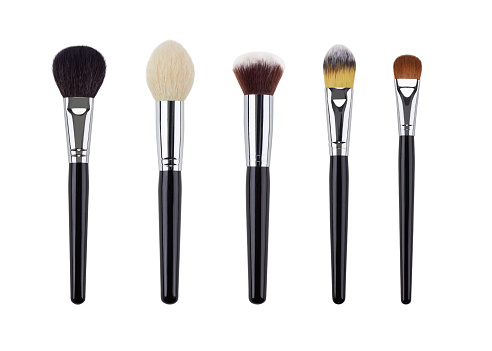 Makeup Brush Set Isolated White Background Stock Photo Makeup Brush Set Isolated White Background Stock Photo
