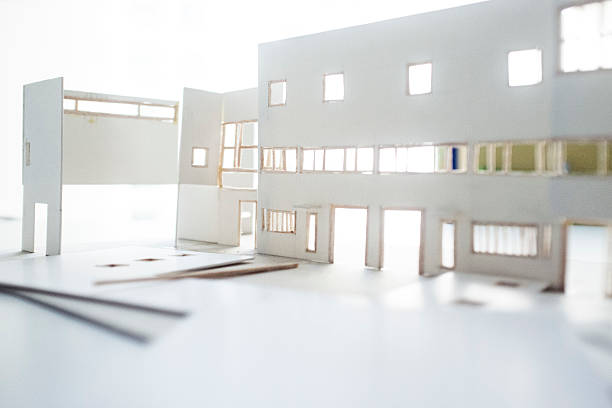 Making Architecture Model Architecture model making process using foam board and balsa wood foamcore stock pictures, royalty-free photos & images