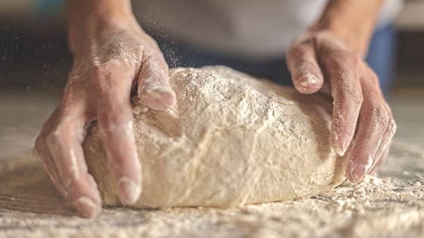 Making yeast dough stock photo