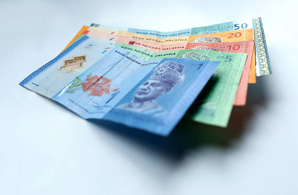 Malaysian ringgit currency on white background stock photo