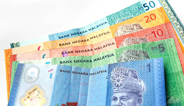 Malaysian ringgit currency on white background stock photo