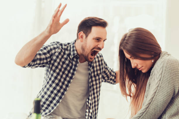 Man and woman in disagreement stock photo