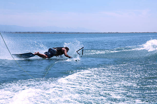 Man Crashes on Wakeboard - End Of The Rope stock photo