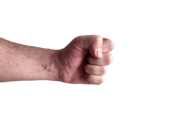 Man fist isolated on white background stock photo