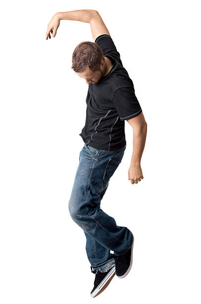 Man Hanging On in Mid Air stock photo