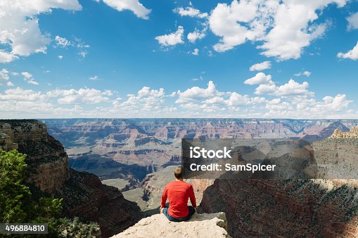 istock Man overlooking epic view of the Grand Canyon National Park 496884810