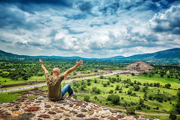 Man travels to Mexico stock photo