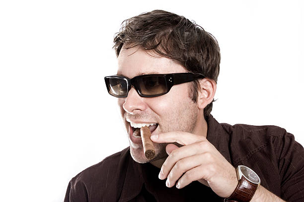 Man with cigar stock photo