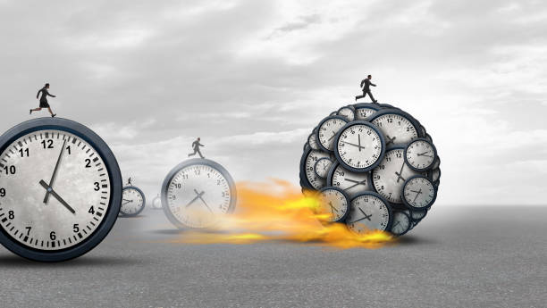 Managing Time Success Managing time success as a business management concept as a group of businesspeople in a race to win with 3D illustration. efficiency stock pictures, royalty-free photos & images