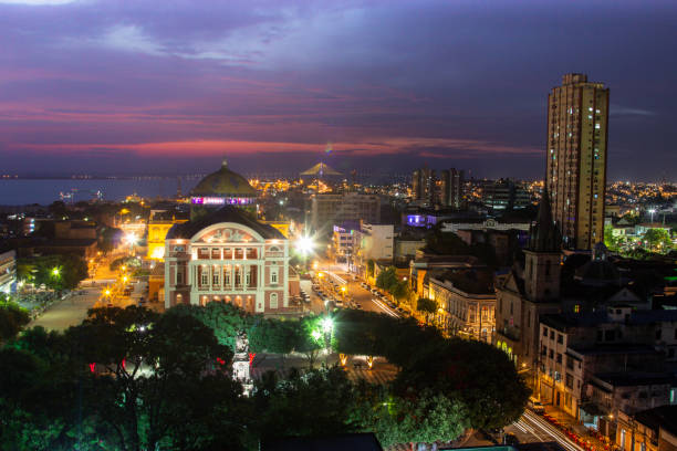 Manaus city at night stock photo
