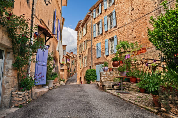 Mane, Forcalquier, Provence, France: ancient alley in the old town stock photo