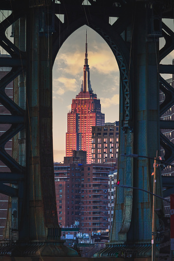 The Manhattan Bridge shot from Washington Street. DUMBO, Brooklyn. NYC. USA.