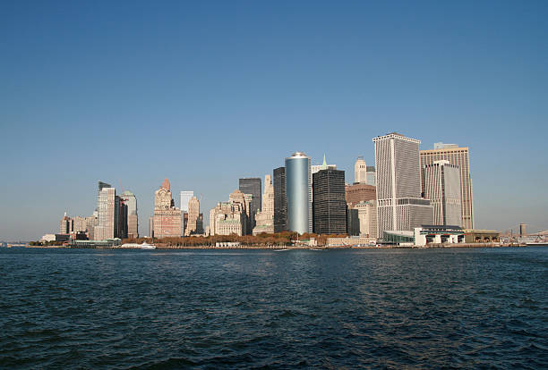 Manhattan from the sea stock photo