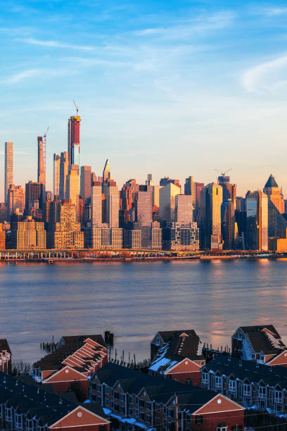 Manhattan sunset, New York City stock photo