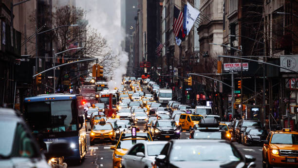 Manhattan traffic, New York City stock photo