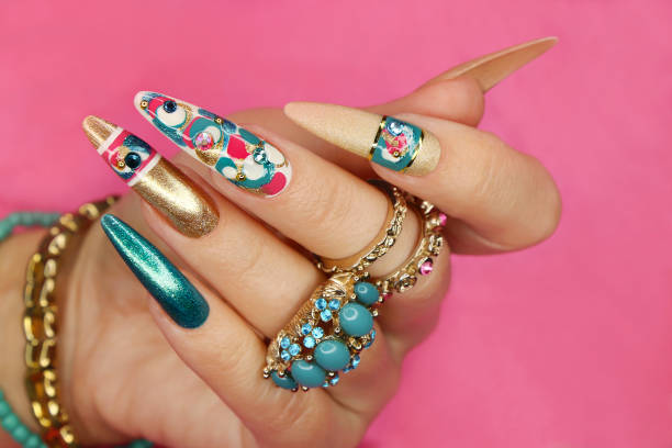 Manicure on long nails . stock photo