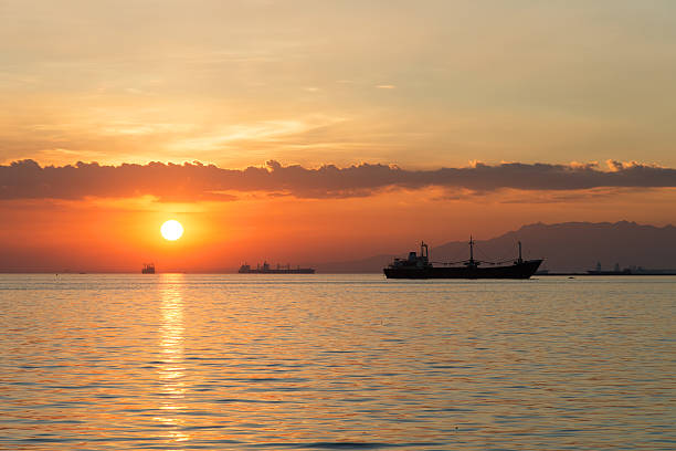 Manila Bay at Sunset in the Philippines stock photo