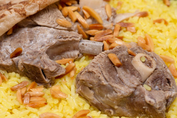 Mansaf, Jordanian national dish close up shot stock photo