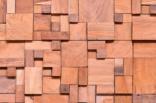 Many Irregularly Shaped Wooden Blocks As A Background Stock Photo ...