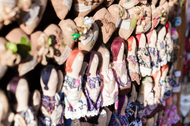 many rag dolls hang. souvenirs many rag dolls hang in market. souvenirs maputo city stock pictures, royalty-free photos & images