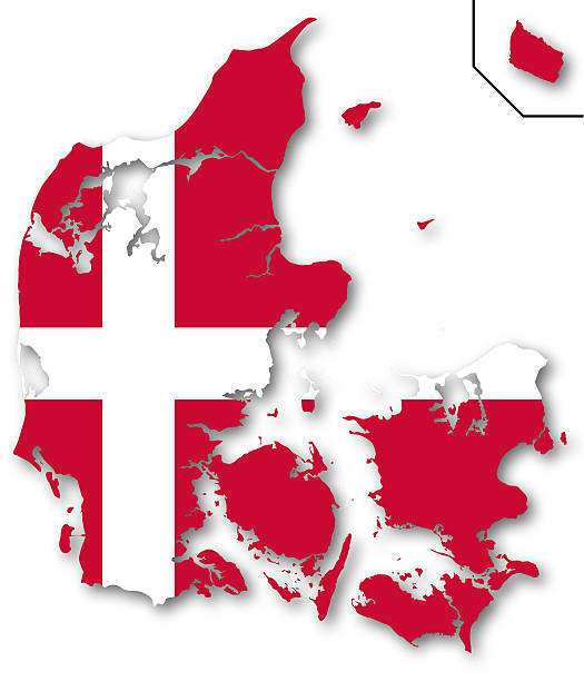Map and flag of Denmark stock photo