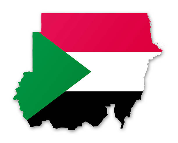Map and flag of Sudan stock photo