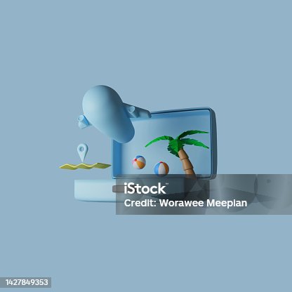 istock 3D Map Location and Bag with flight. Travel 3D concept. 3D icon Render Illustrations 1427849353