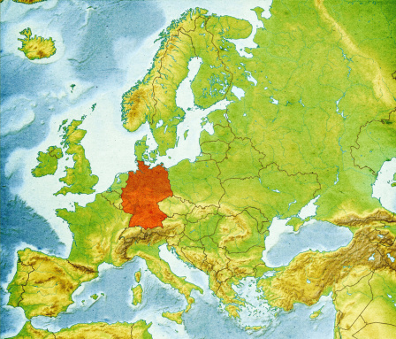 Mapa De Europa Con Alemania En Hightlight Alta Resolución Foto de stock