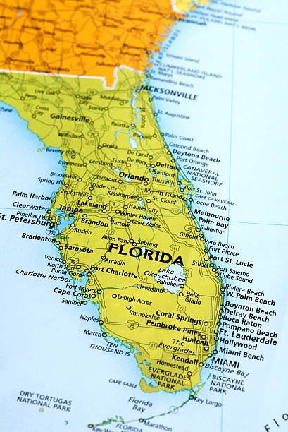 Map of Florida State in USA Map of Florida State in USA. Detail from the World Map. florida us state photos stock pictures, royalty-free photos & images