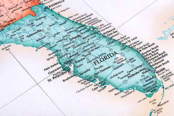 Map of Florida State in USA Map of Florida State in USA. Detail from the World Map. florida us state stock pictures, royalty-free photos & images