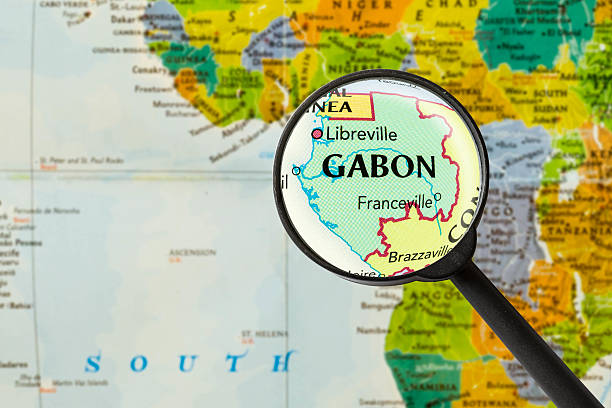 map of gabonese republic - gabon stockfoto's en -beelden