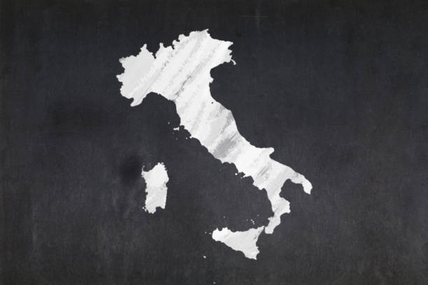 Map of Italy drawn on a blackboard stock photo