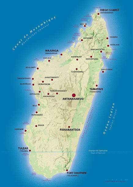 Map of Madagascar stock photo